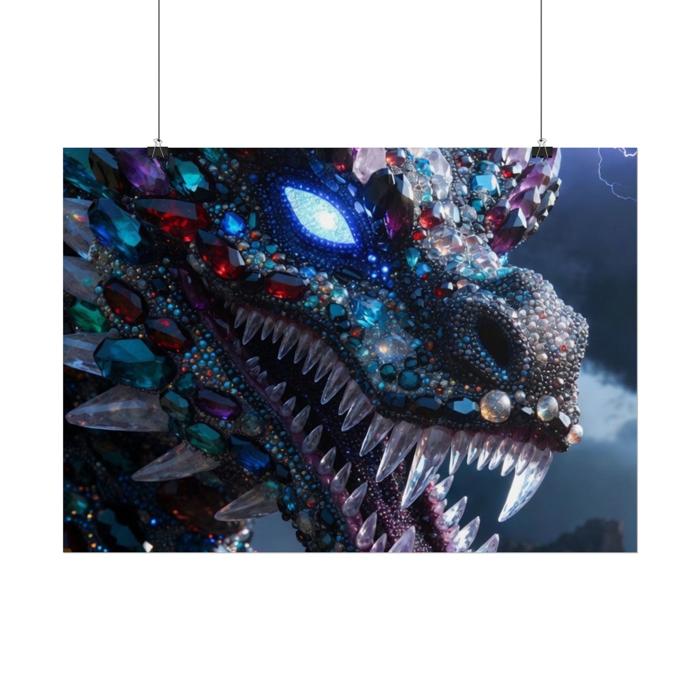 Dragon Crystal Poster — Fantasy Gem-Encrusted Dragon Wall Art (Rolled Poster)
