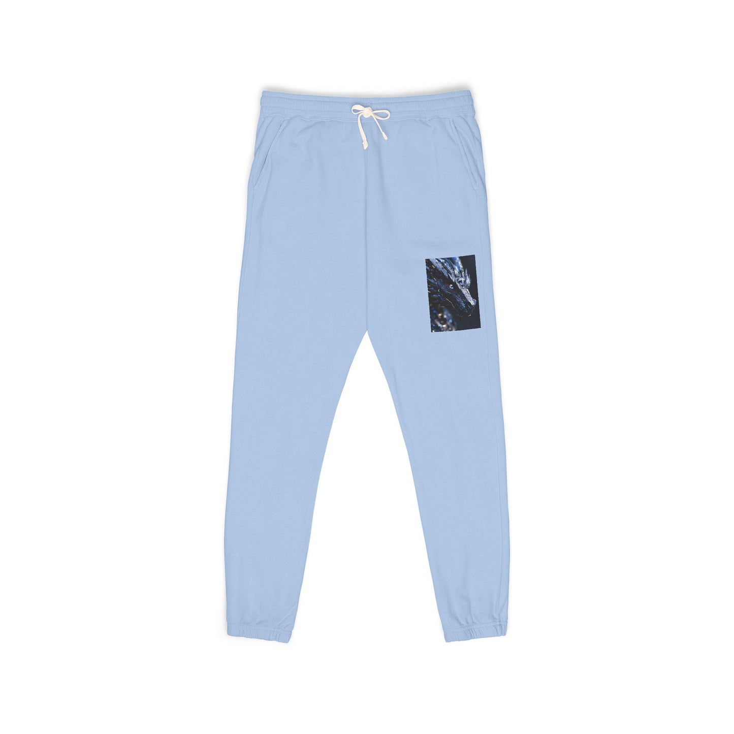 Garment-Dyed Fleece Sweatpants — Dark Olive Joggers with Blue Marble Pocket