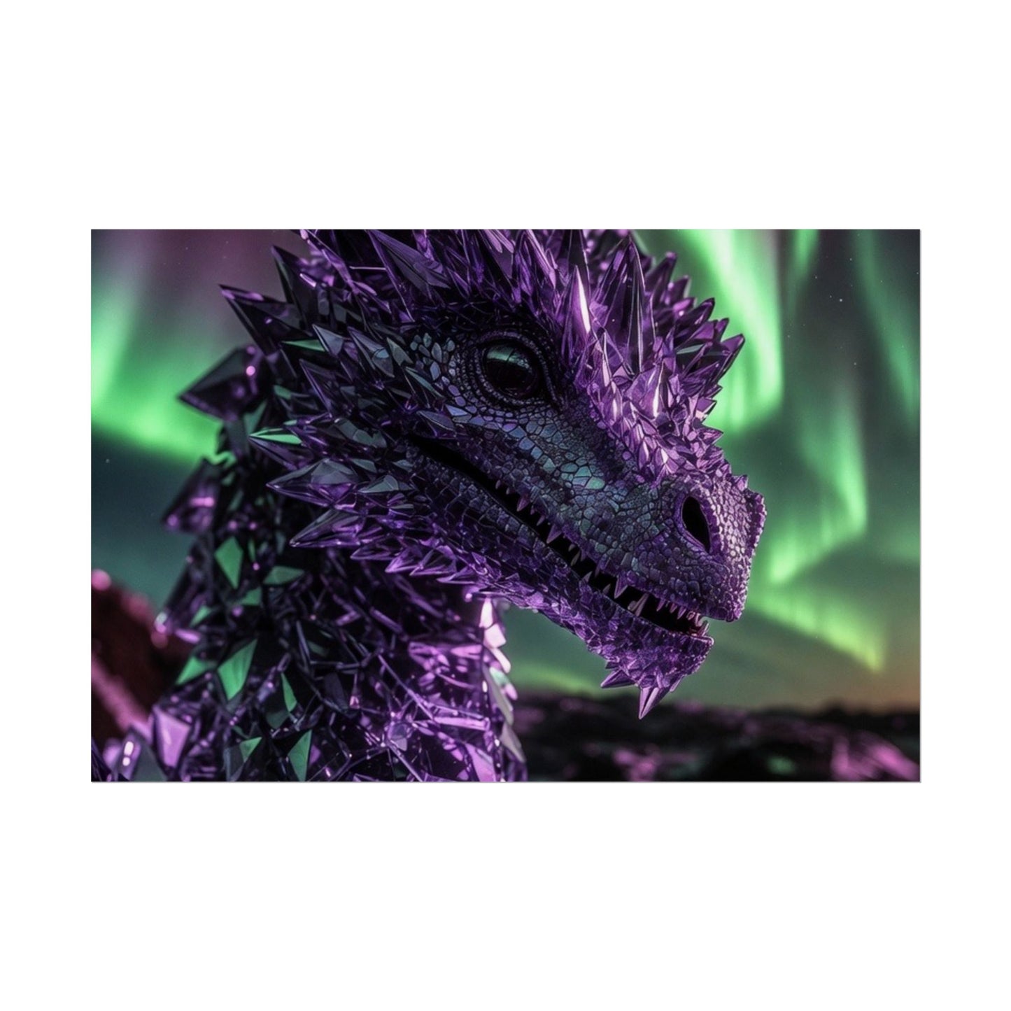 Aurora Dragon Rolled Poster — Purple Crystal Dragon Wall Art