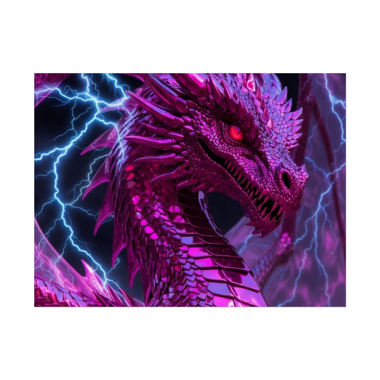 Pink Electric Dragon Poster — Fantasy Wall Art Rolled Poster