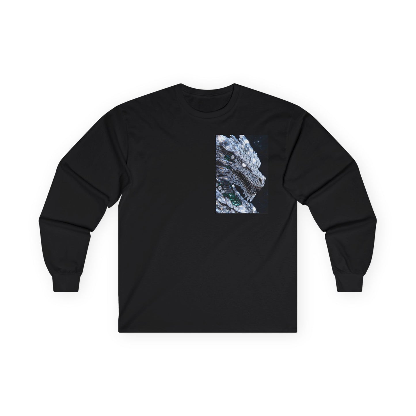 Long Sleeve Tee — Abstract Iridescent Crystal Photo Pocket Print