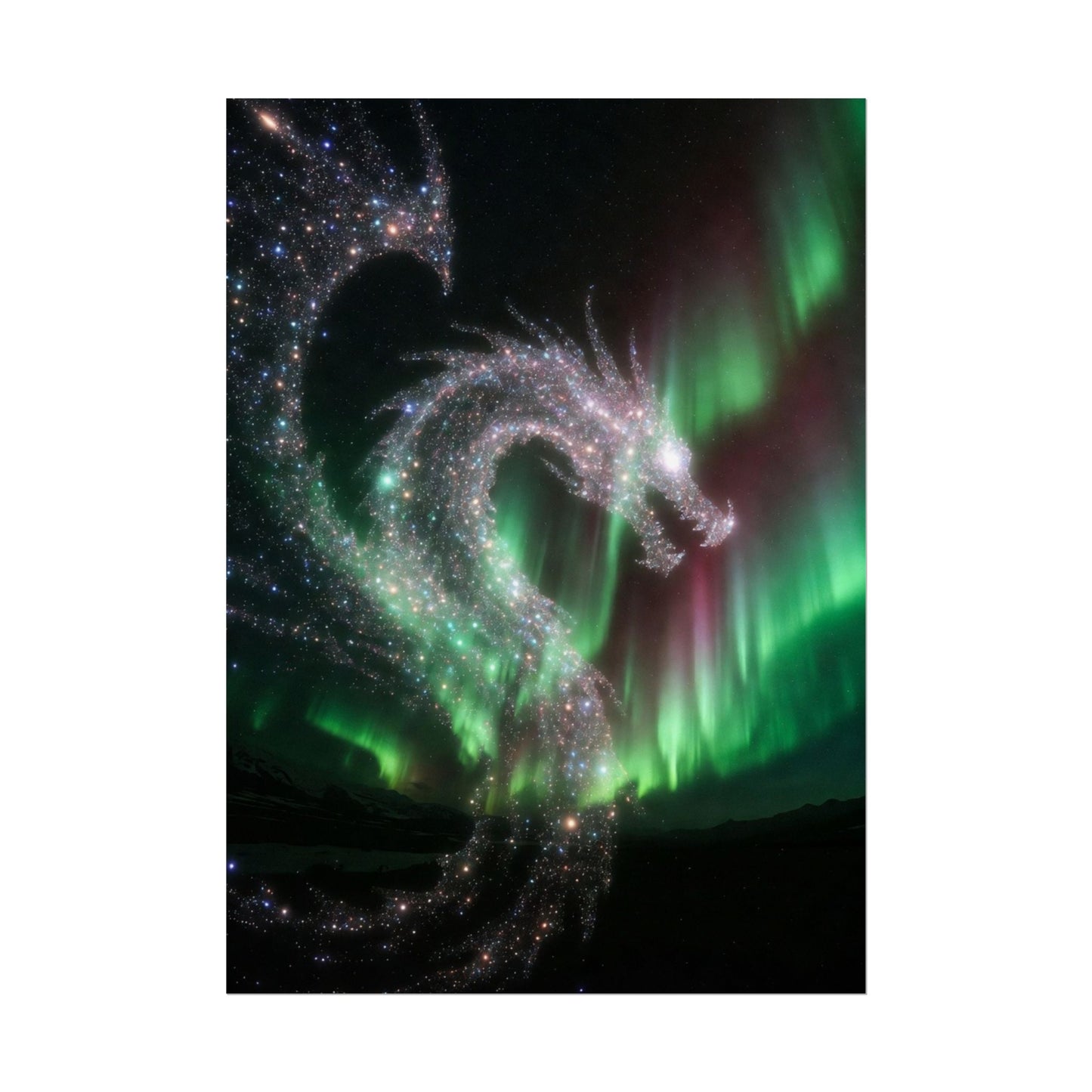 Aurora Dragon Poster — Northern Lights Fantasy Art Print