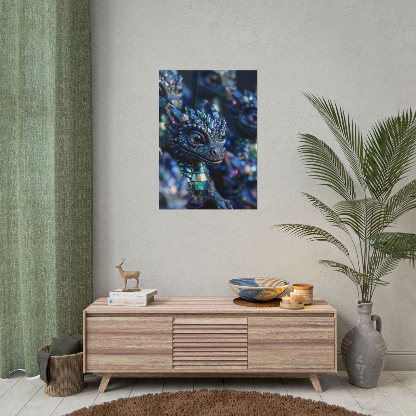 Crystal Dragon Rolled Poster — Fantasy Wall Art Print