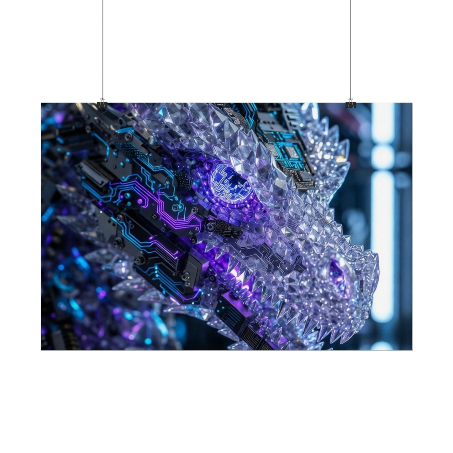 Rolled Poster — Cyber Crystal Dragon Art Print
