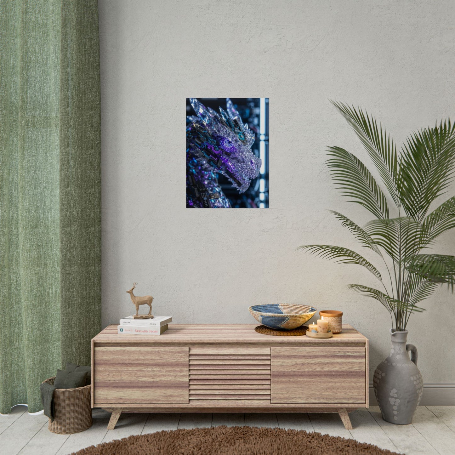 Rolled Poster — Cyber Crystal Dragon Art Print