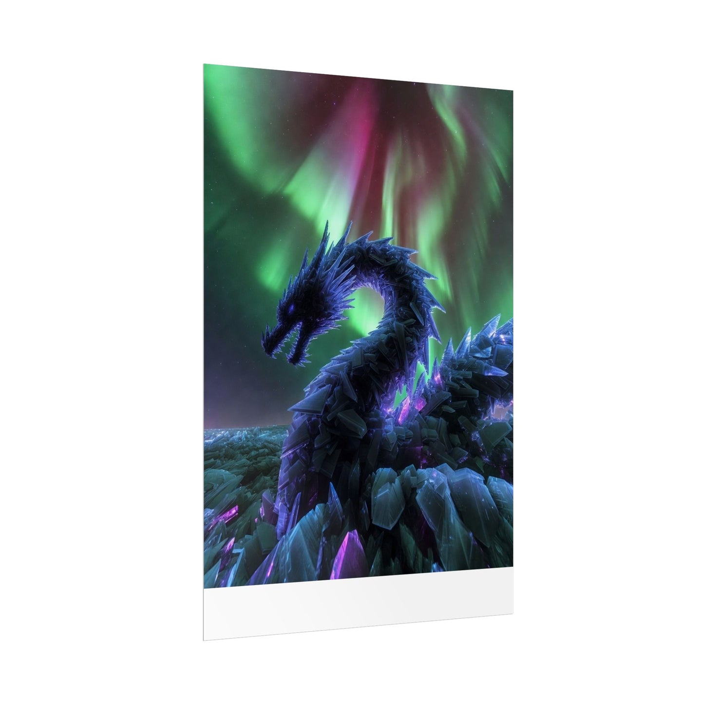 Aurora Crystal Dragon Poster — Fantasy Wall Art Print
