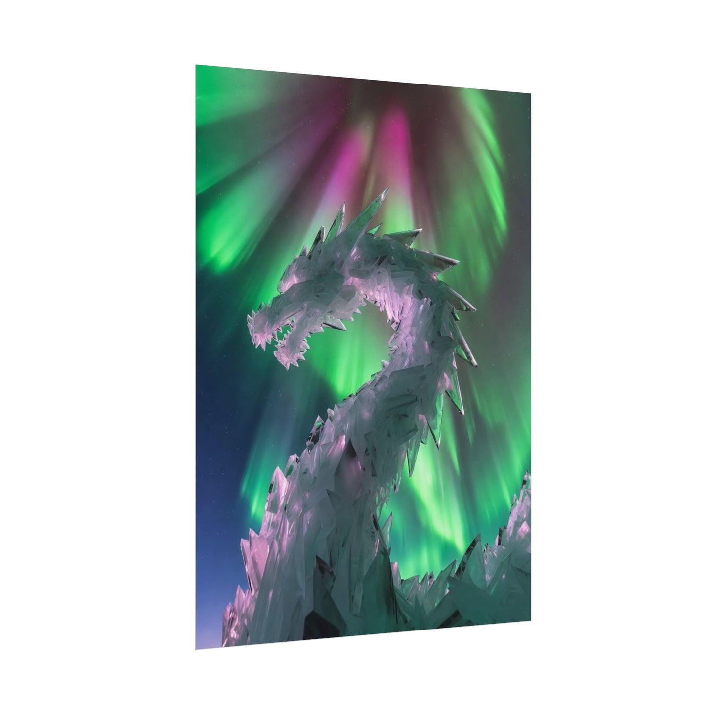 Aurora Ice Dragon Poster — Fantasy Wall Art Rolled Poster