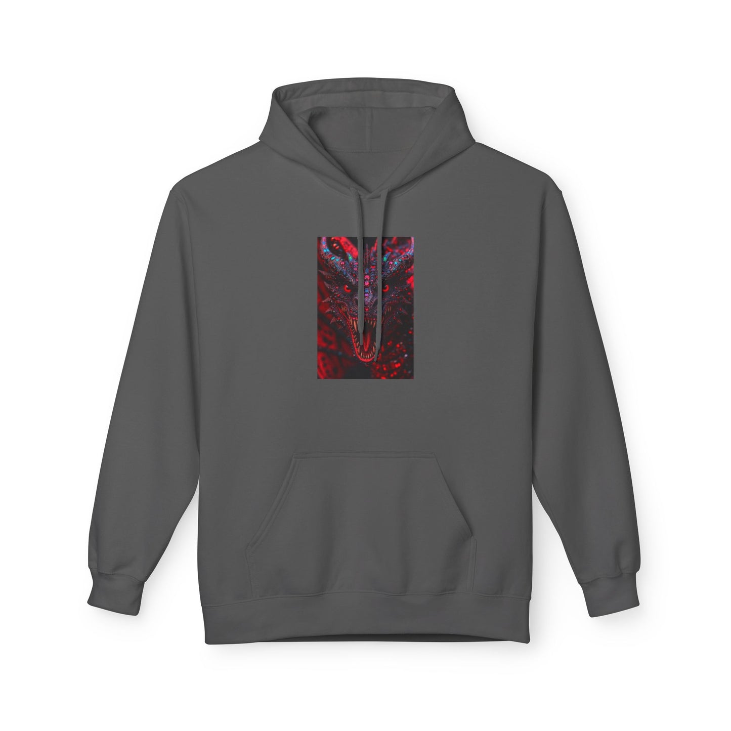 Abstract Red Dragon Marble Hoodie — Minimal Center Art Pullover