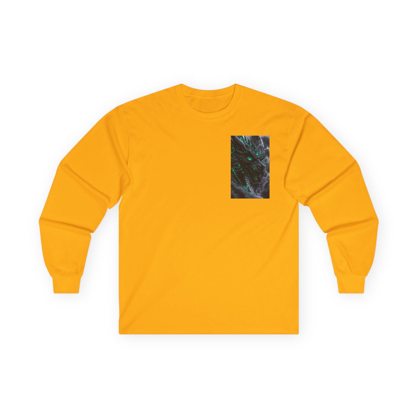 Long Sleeve Tee — Abstract Emerald Marble Pocket Design