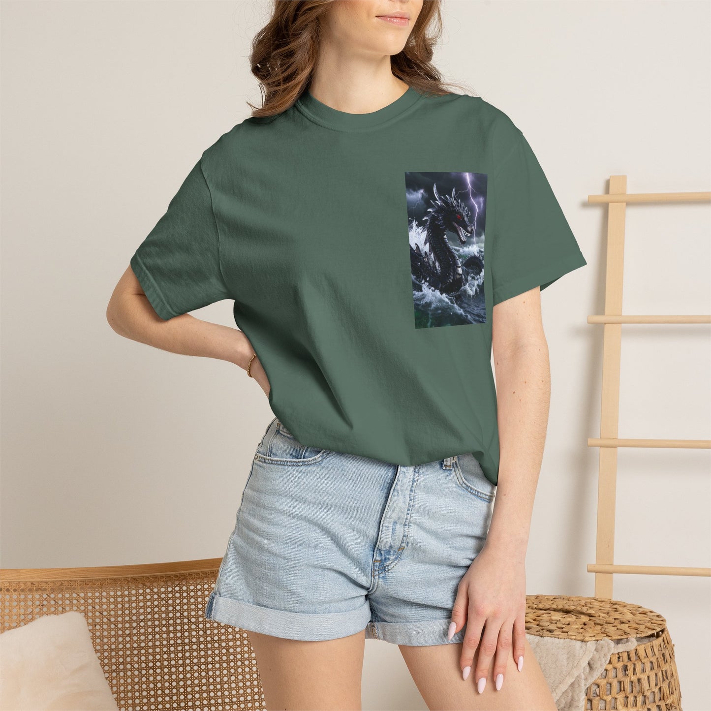 A Dragon Storm Graphic T-Shirt — Dark Fantasy Chest Print