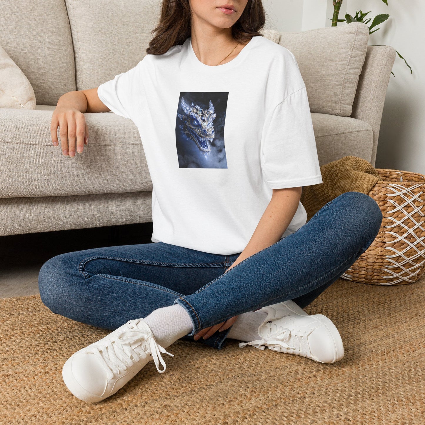 Dragon Portrait T-Shirt — Mystical Blue Dragon Art Tee