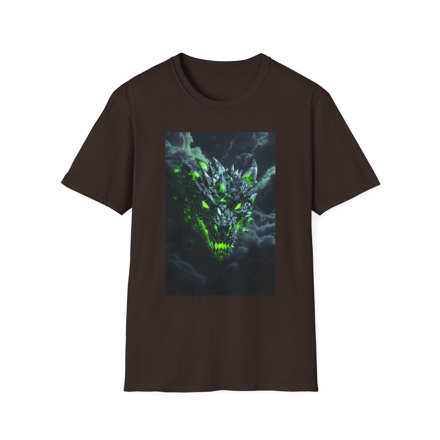 Dragon Skull T‑Shirt — Neon Green Crystal Wyvern Graphic Tee