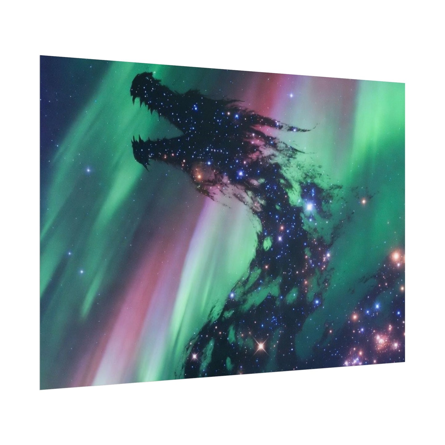 Aurora Dragon Poster — Cosmic Northern Lights Wall Art (Rolled Poster)