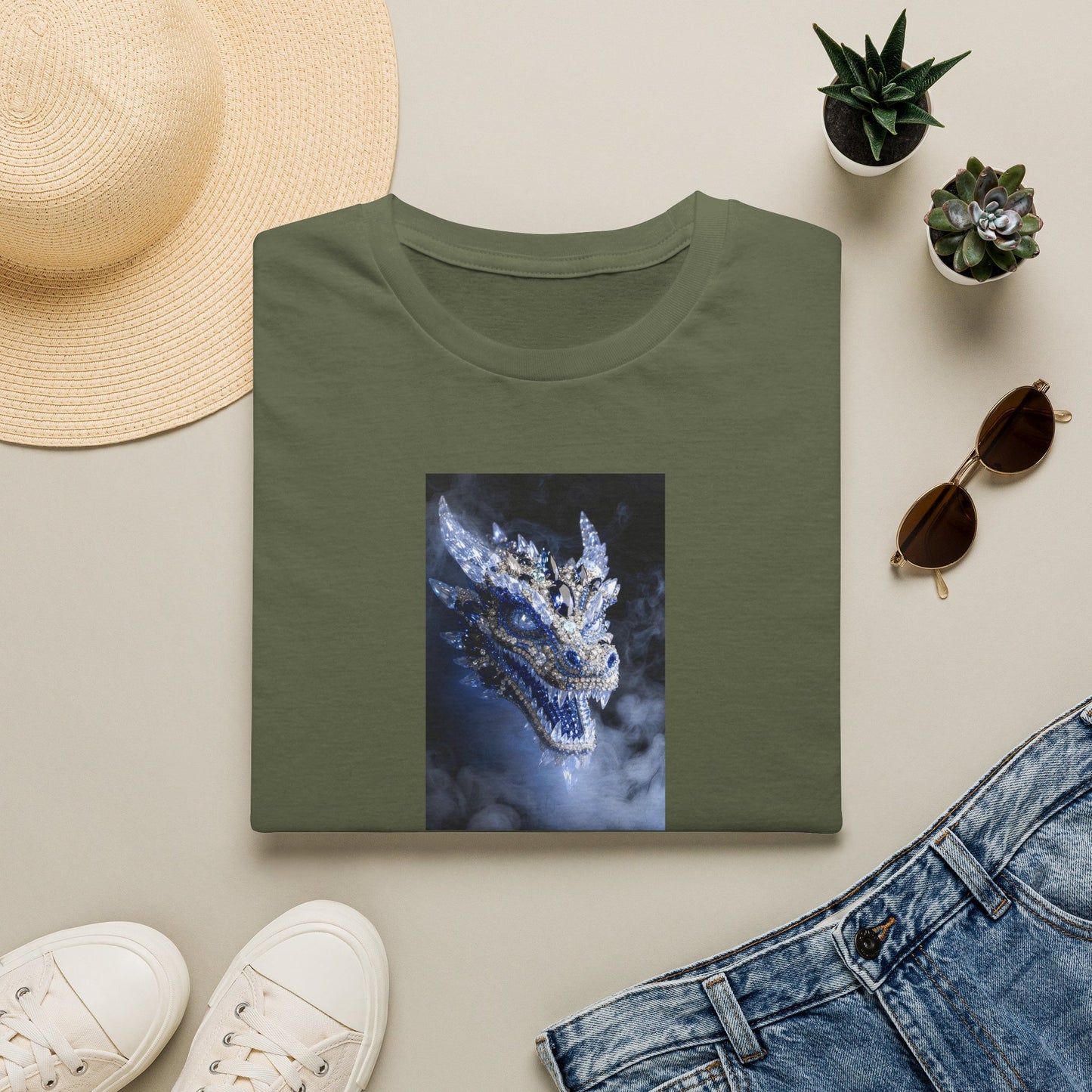 Dragon Portrait T-Shirt — Mystical Blue Dragon Art Tee