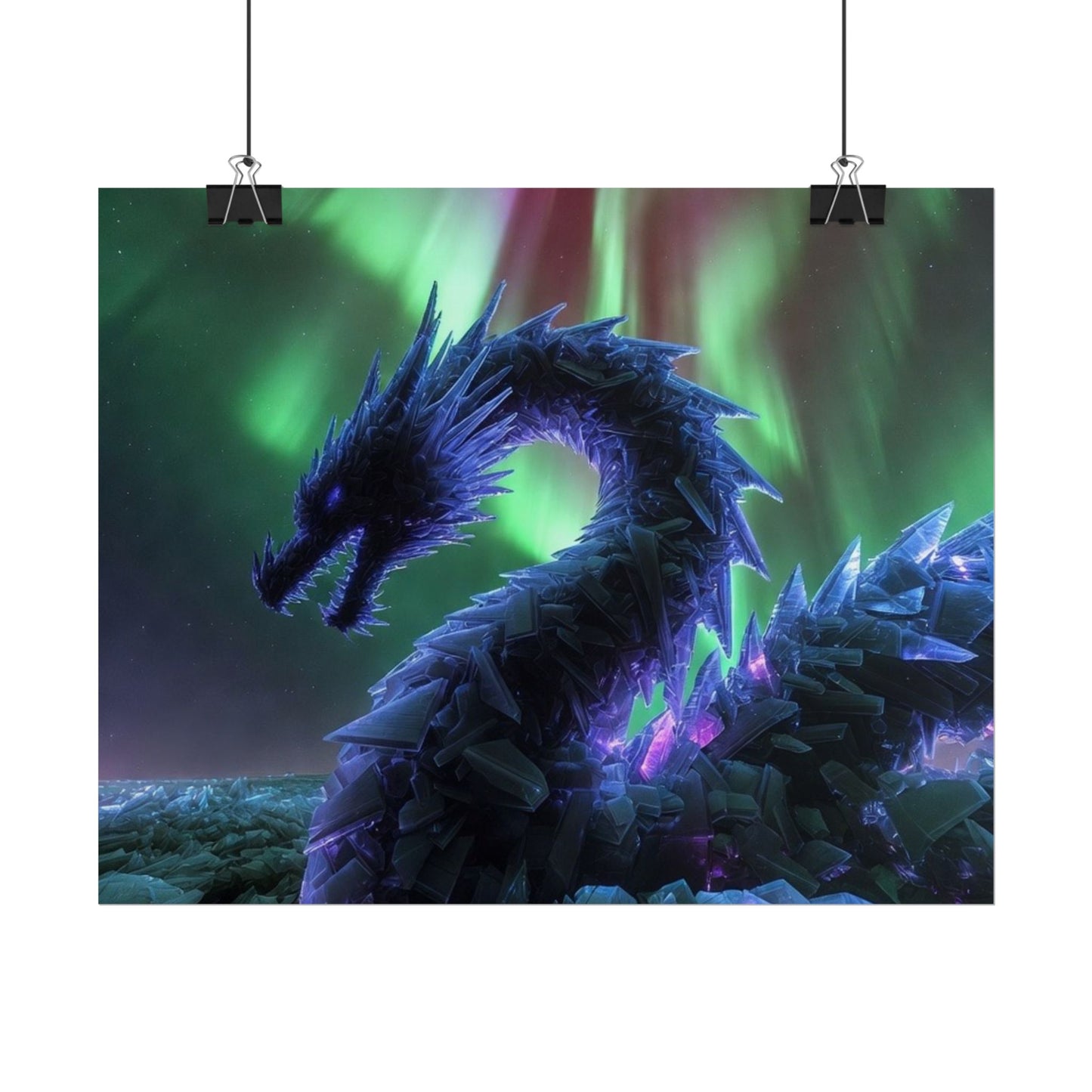 Aurora Crystal Dragon Poster — Fantasy Wall Art Print