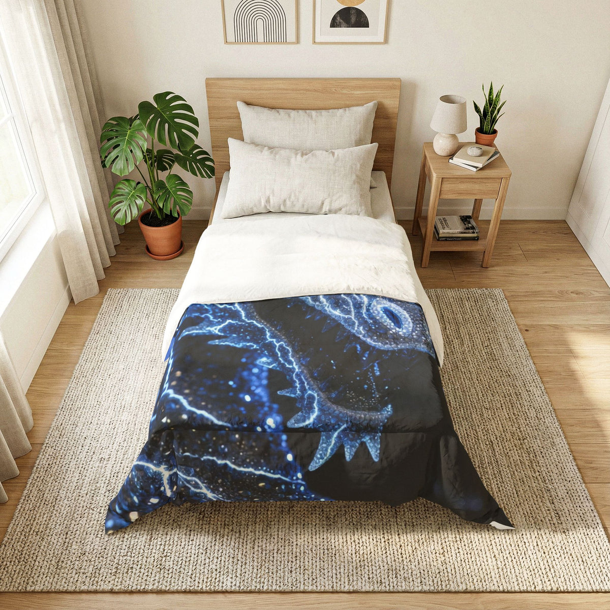 #1 Selling Electric Blue Dragon Cotton Comforter — Lightning Fantasy Bedding