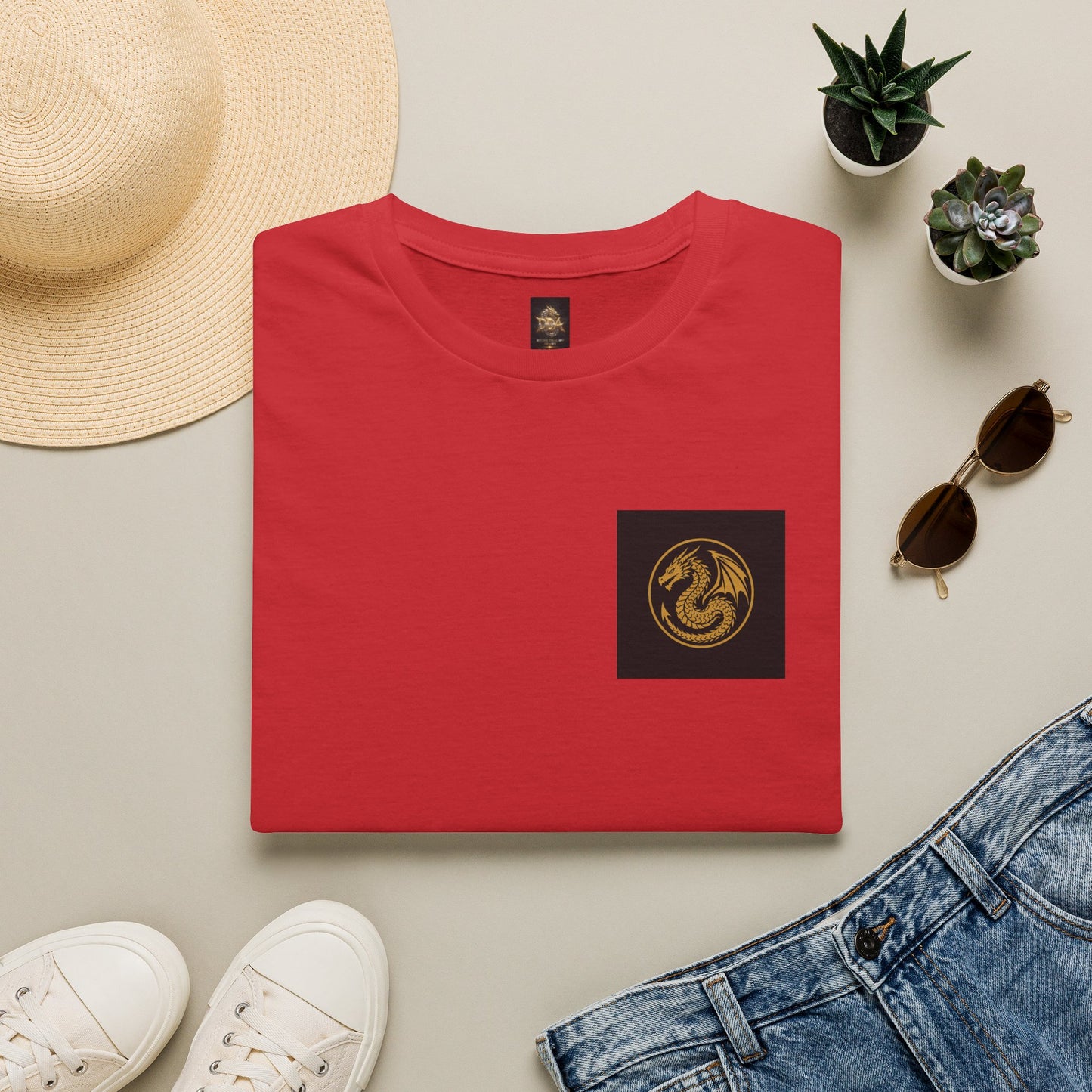 A # 1 Selling Divine Dragon Armor Pocket T-Shirt — Vintage Gold Emblem Tee