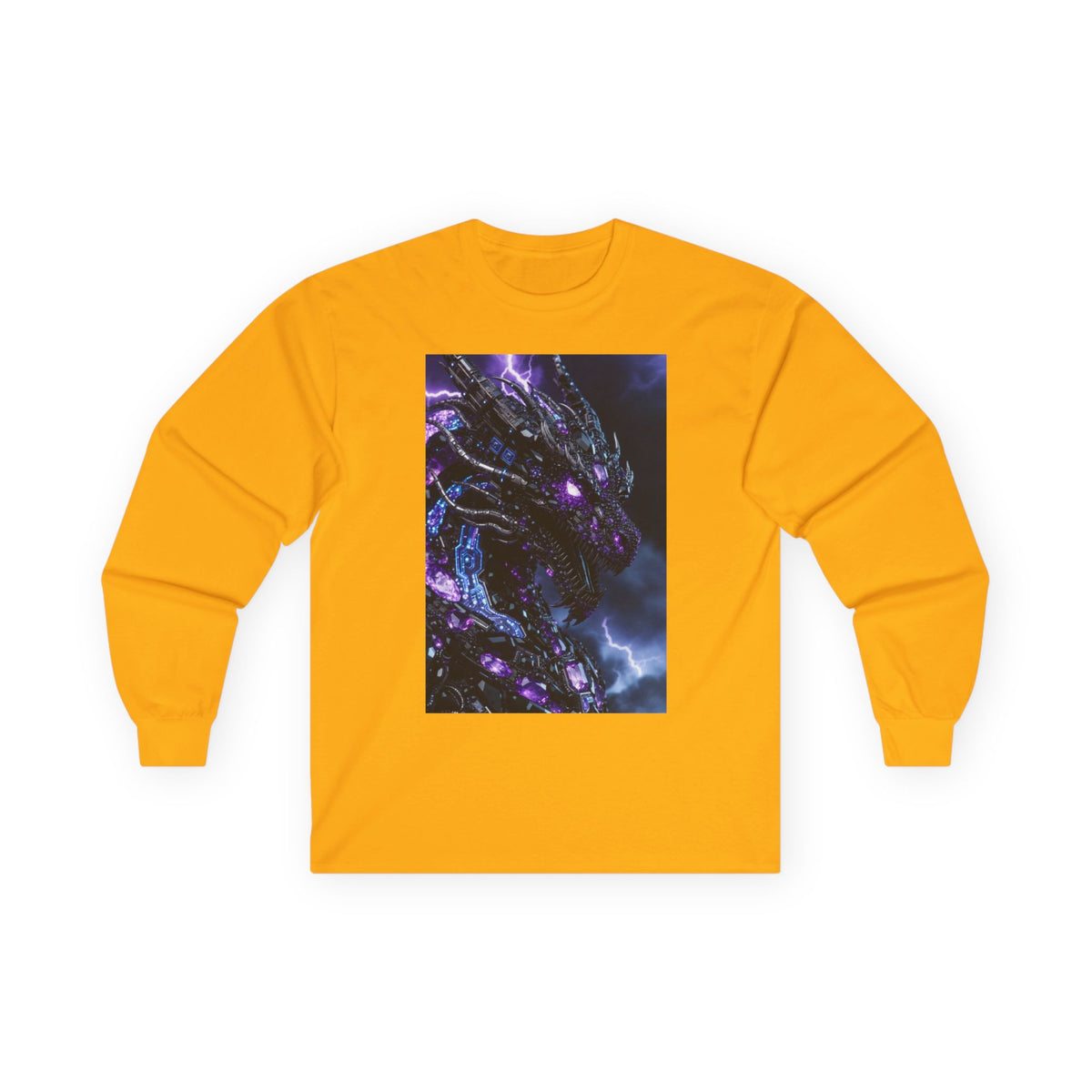 A Cosmic Dragon Pocket Long Sleeve Tee — Neon Galaxy Illustration