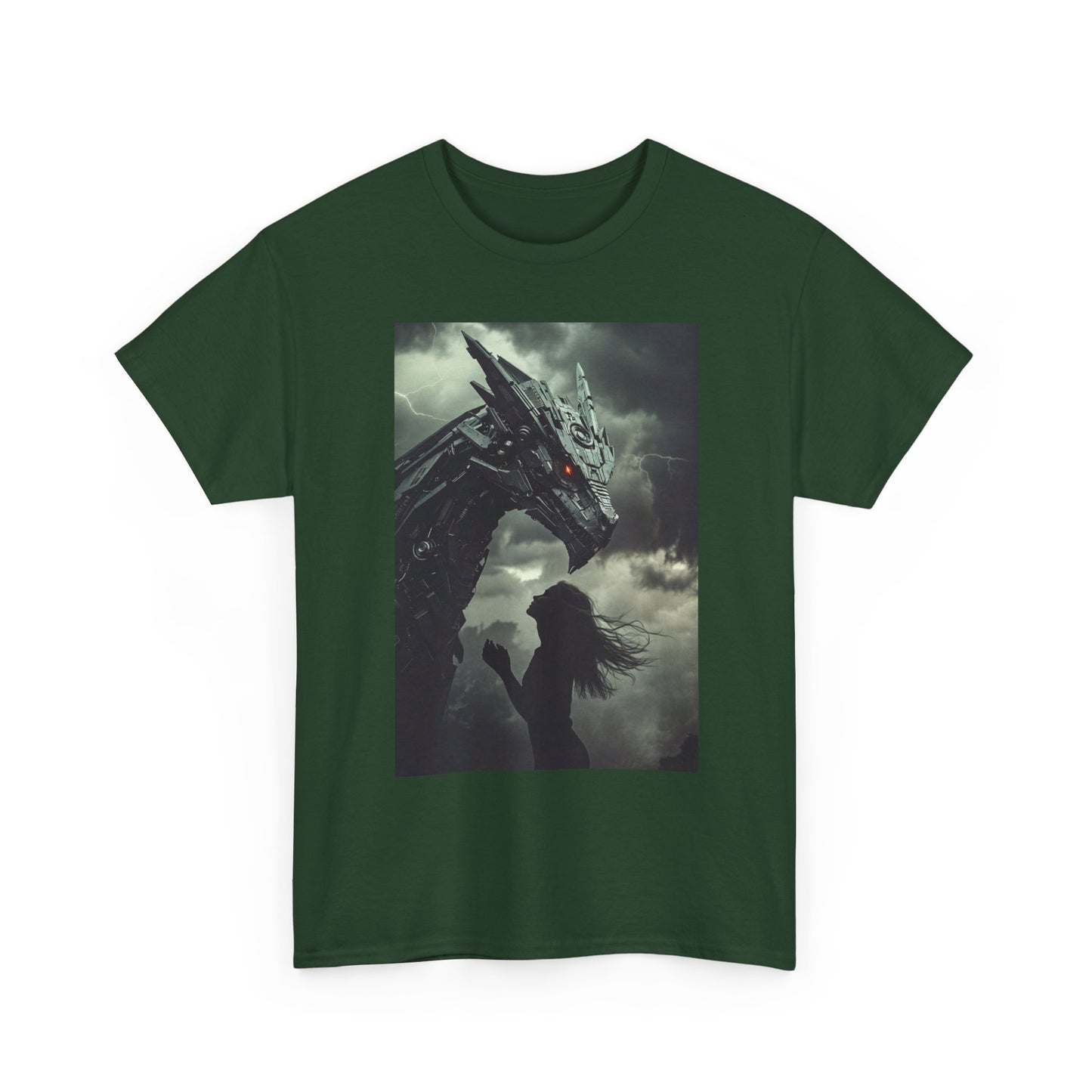 Dragon & Girl Fantasy T-Shirt — Dark Mythical Art Tee