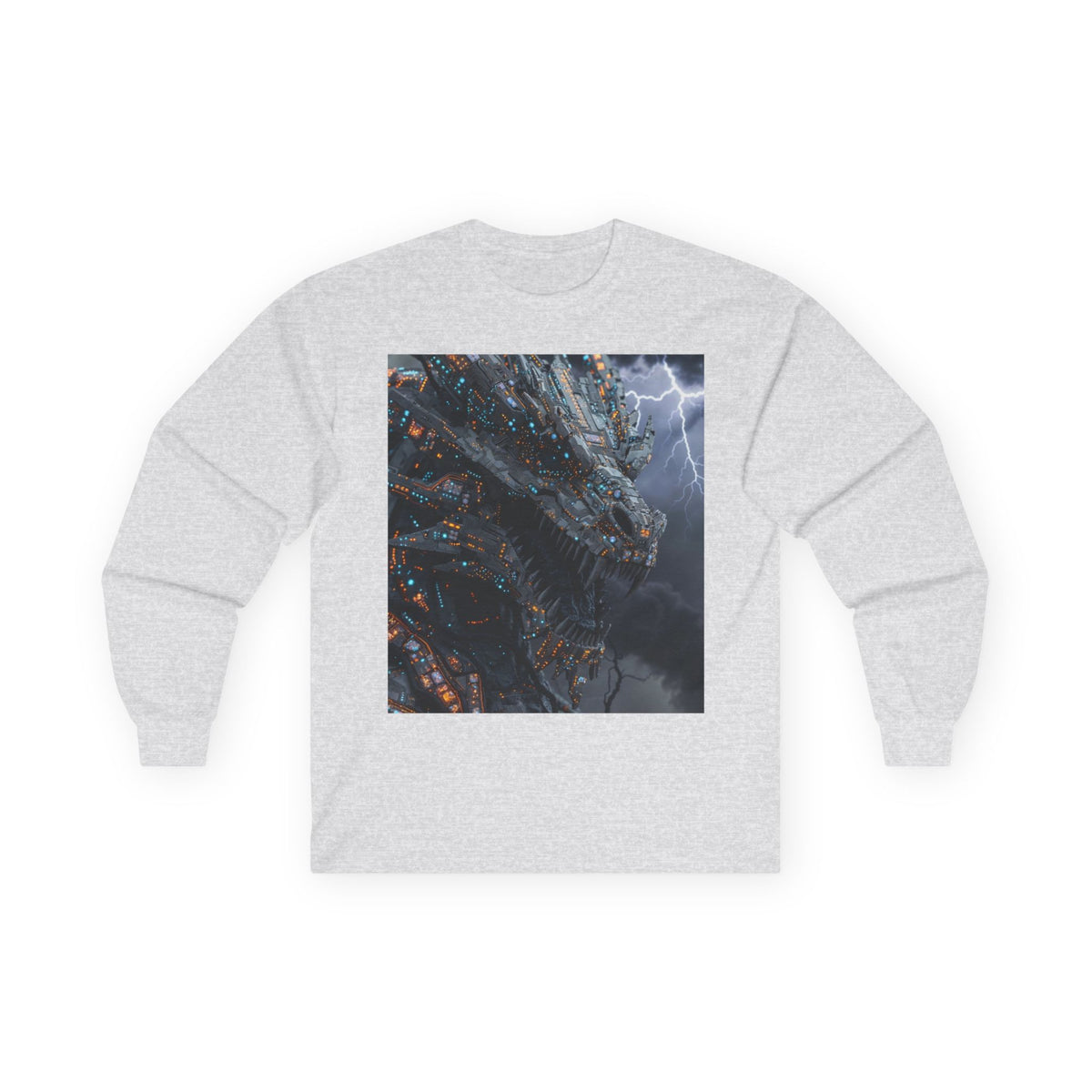 A Long Sleeve Tee — Moody Ocean Cliff Photo Pocket Print