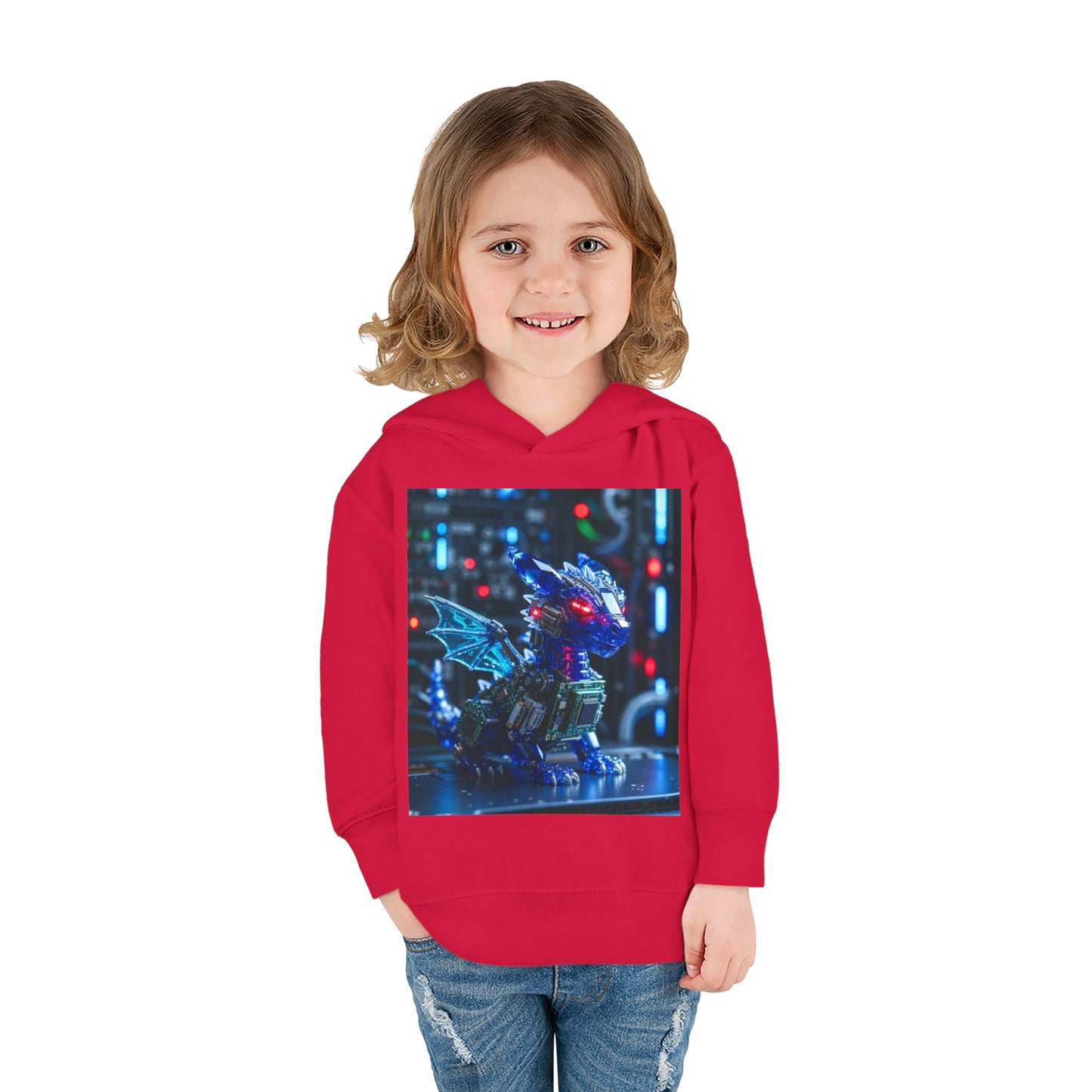 Toddler Hoodie — Neon Robot Dragon Pullover for Kids