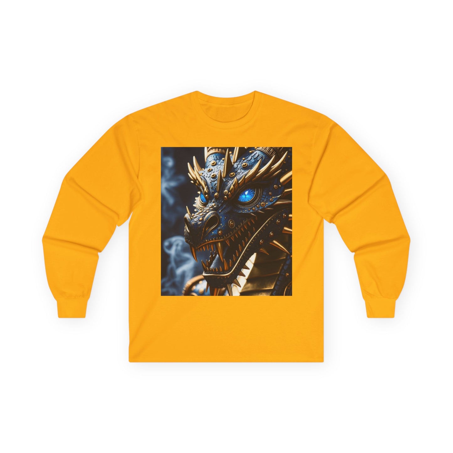 Dragon Graphic Long Sleeve Tee — Blue Eye Fantasy Dragon Shirt