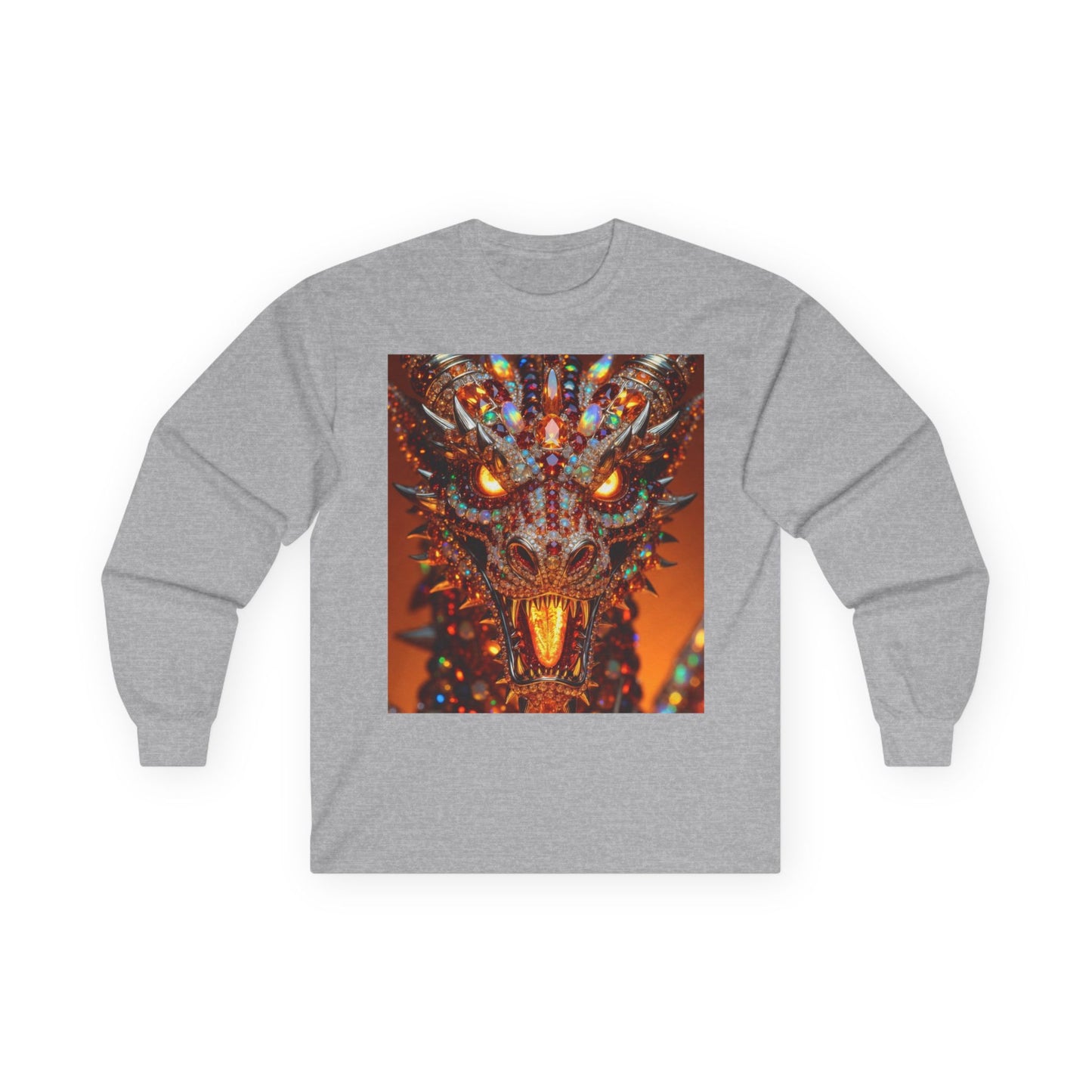 Dragon Portrait Long Sleeve Tee — Fiery Fantasy Monster Art