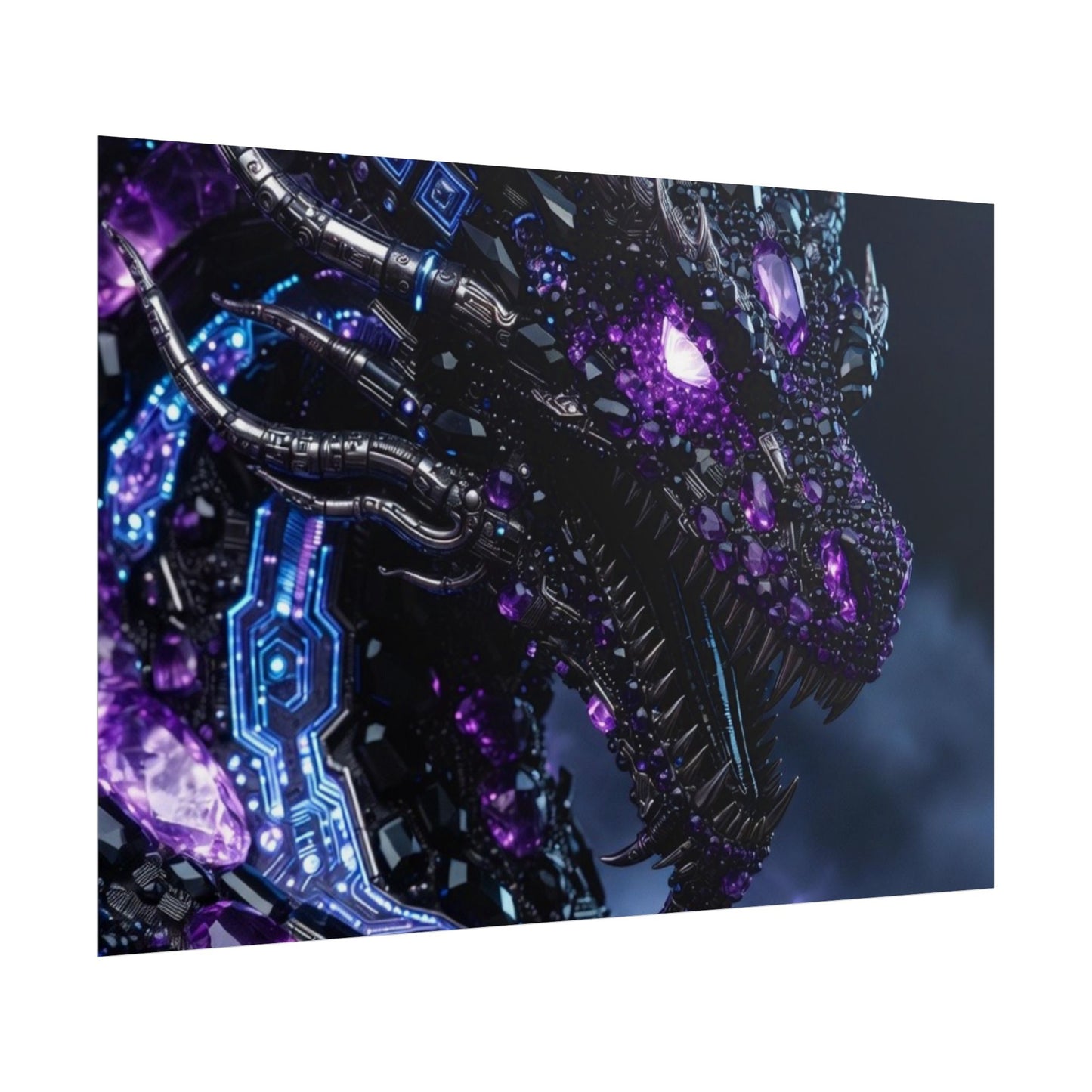 Rolled Poster — Cyberpunk Dragon Storm Art Print