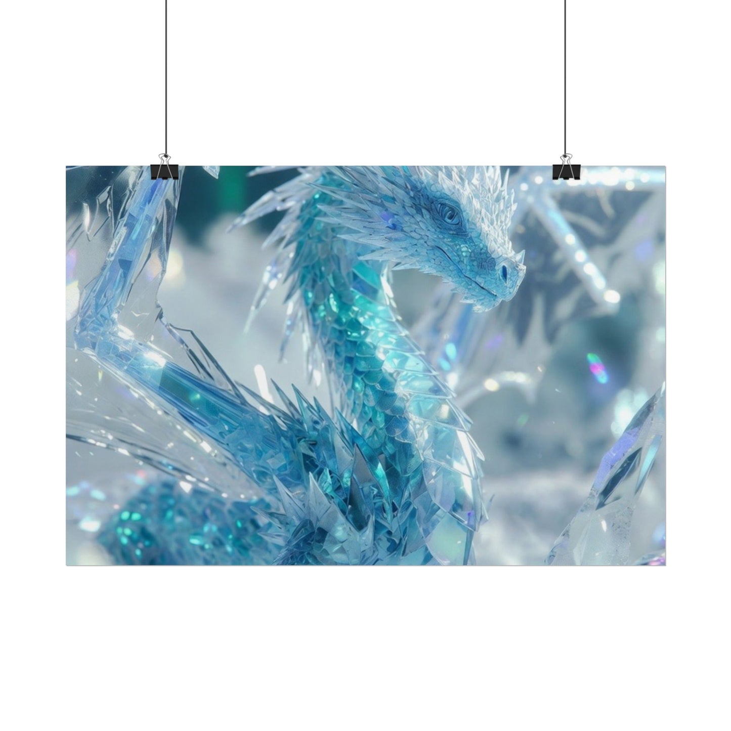Ice Crystal Dragon Poster — Fantasy Aurora Wall Art (Rolled Poster)