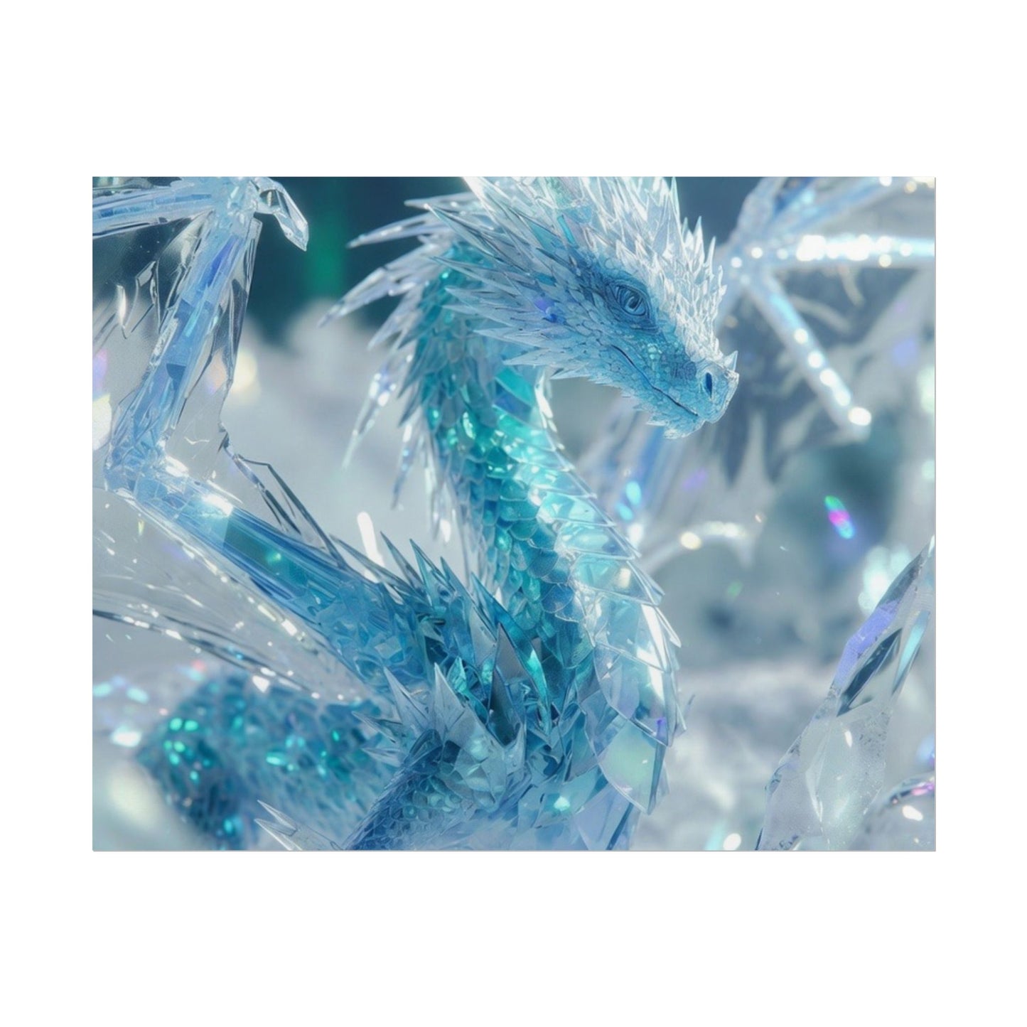 Ice Crystal Dragon Poster — Fantasy Aurora Wall Art (Rolled Poster)