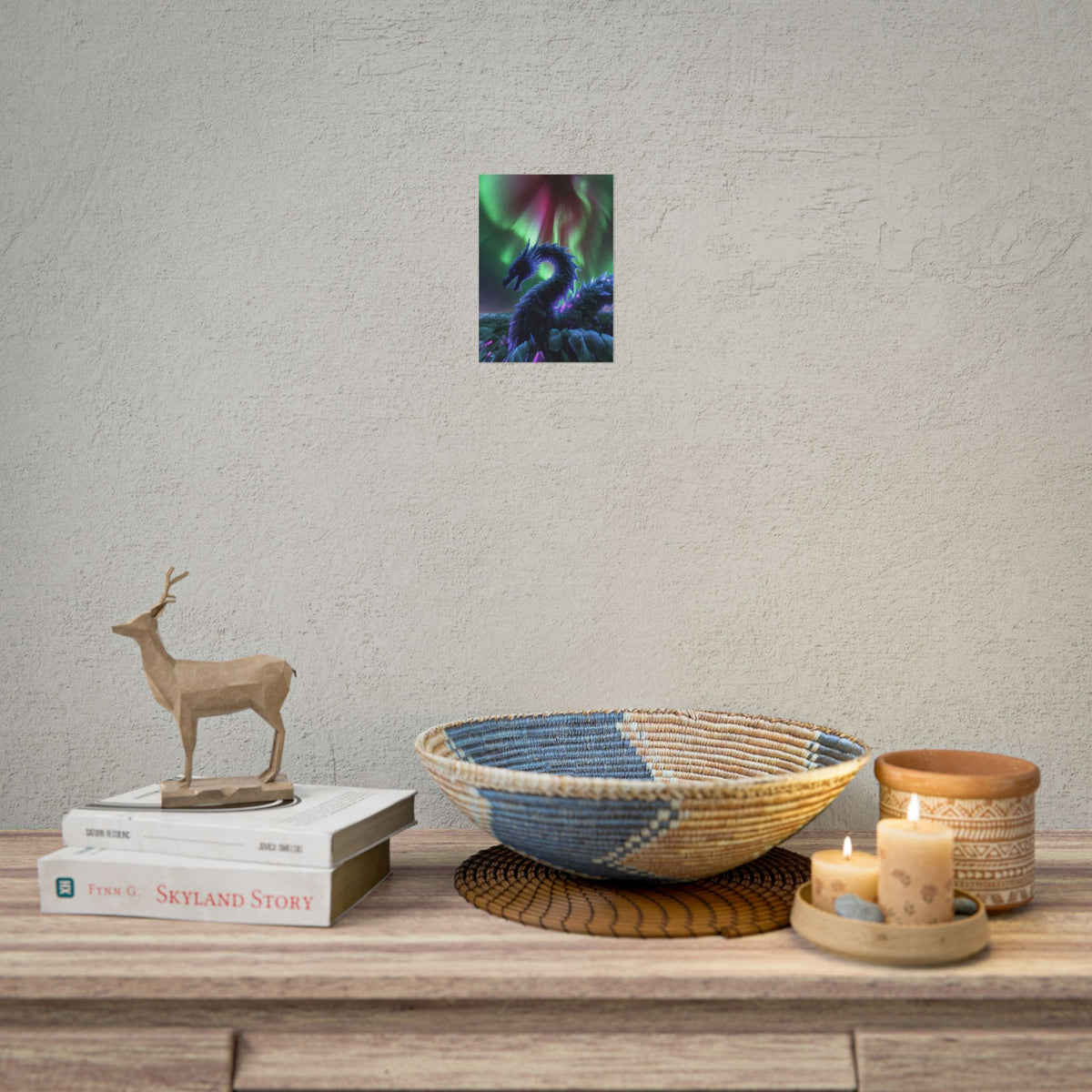 Aurora Crystal Dragon Poster — Fantasy Wall Art Print