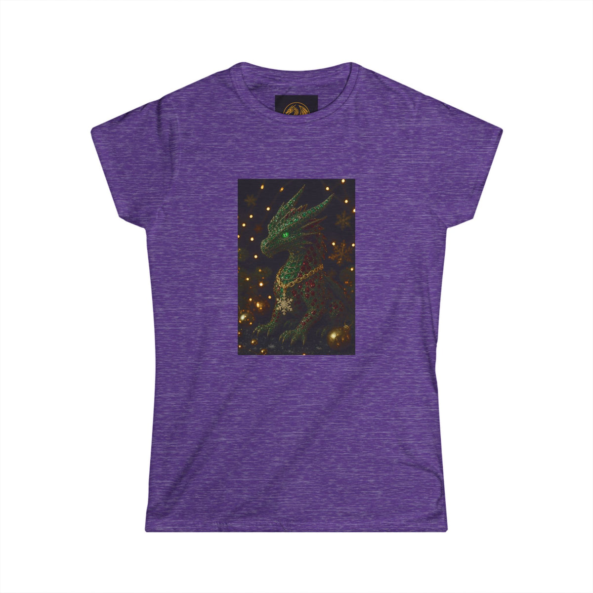 A Magical Christmas Women’s Tee — Emerald Dragon & Stars Graphic Shirt