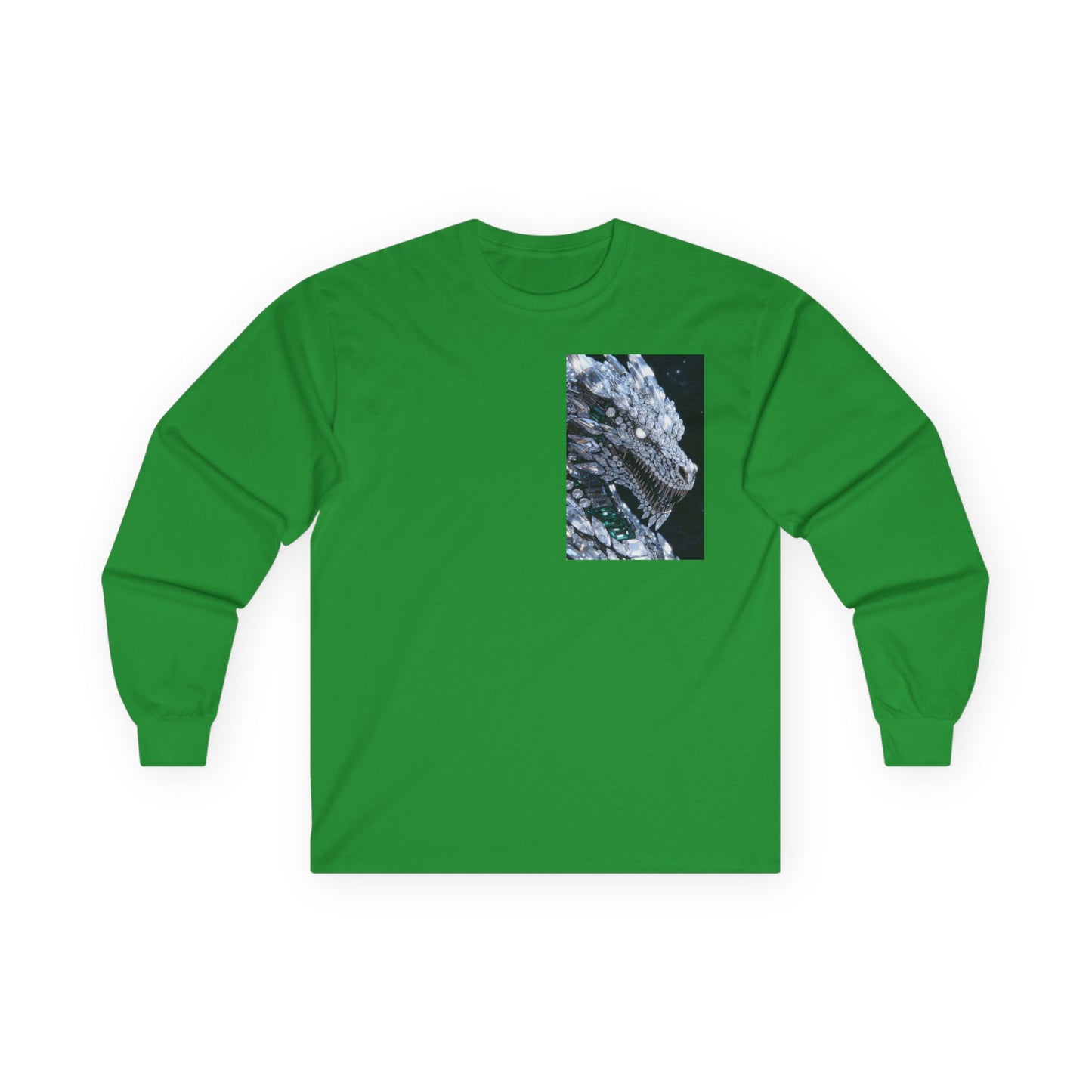 Long Sleeve Tee — Abstract Iridescent Crystal Photo Pocket Print
