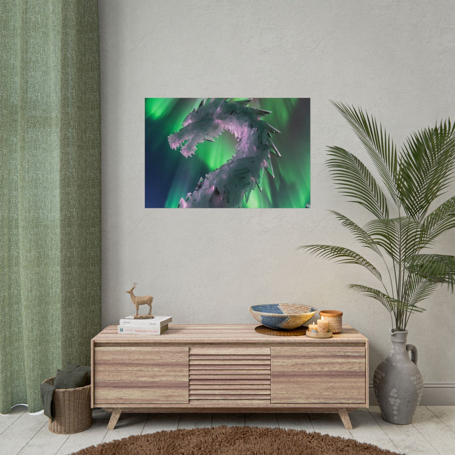 Aurora Ice Dragon Poster — Fantasy Wall Art Rolled Poster