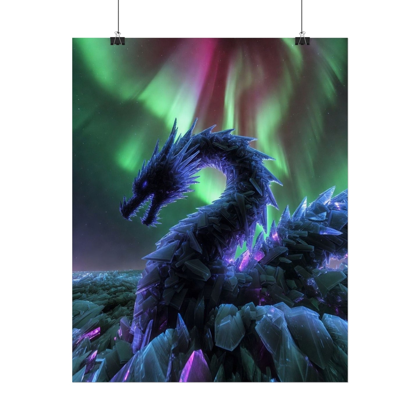 Aurora Crystal Dragon Poster — Fantasy Wall Art Print