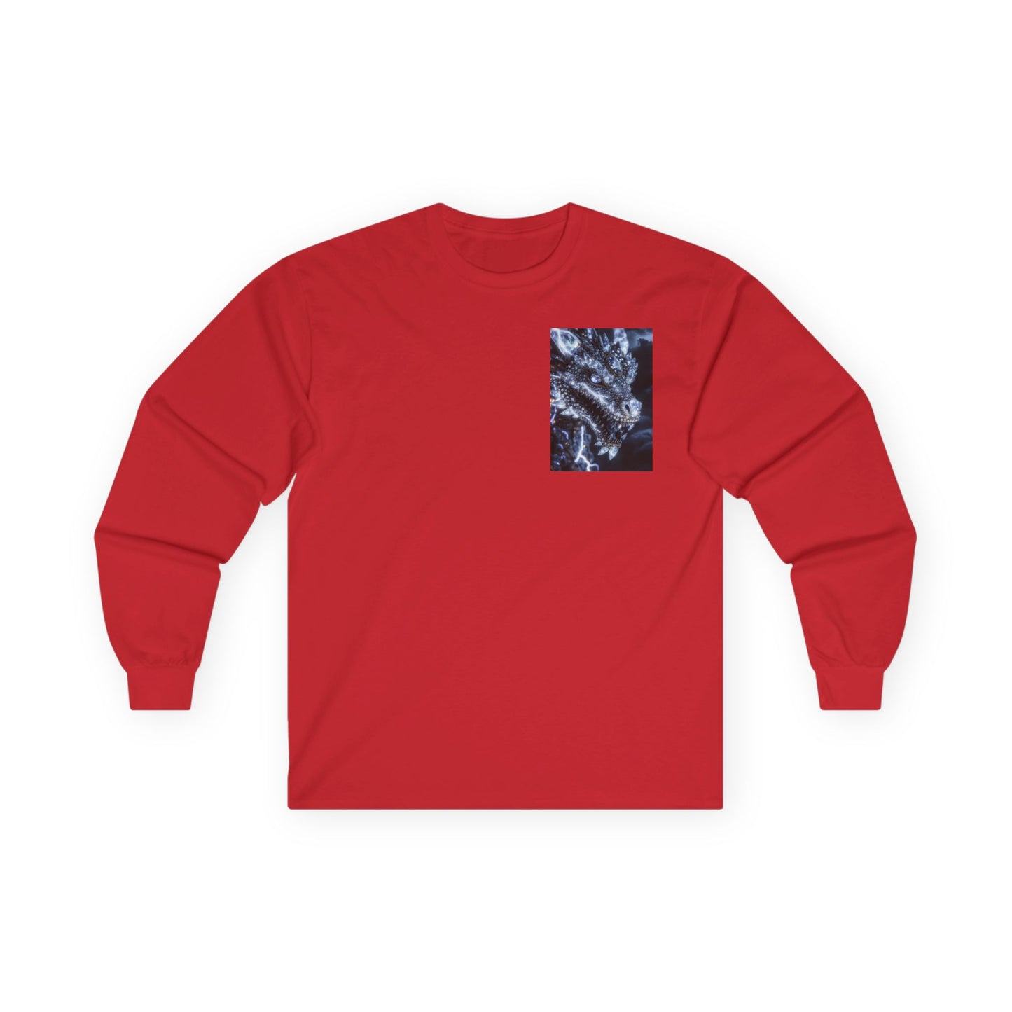 Long Sleeve Tee — Abstract Blue Marble Pocket Art