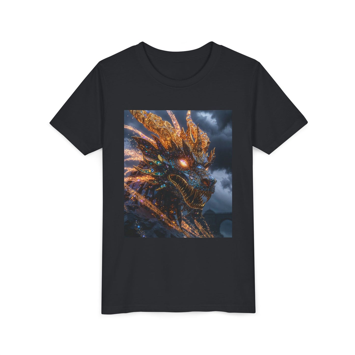 Youth Dragon Tee — Fiery Dragon Head Graphic Kids T‑Shirt