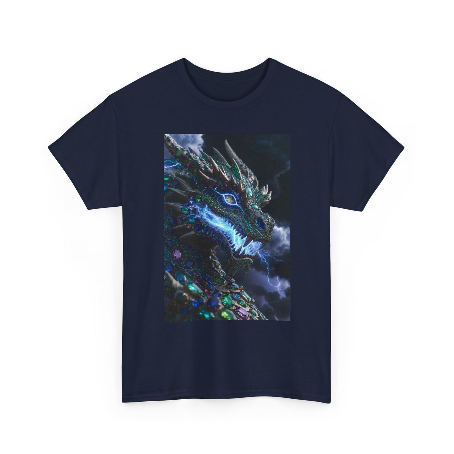 Dragon Portrait T‑Shirt — Neon Blue Fantasy Dragon Graphic Tee