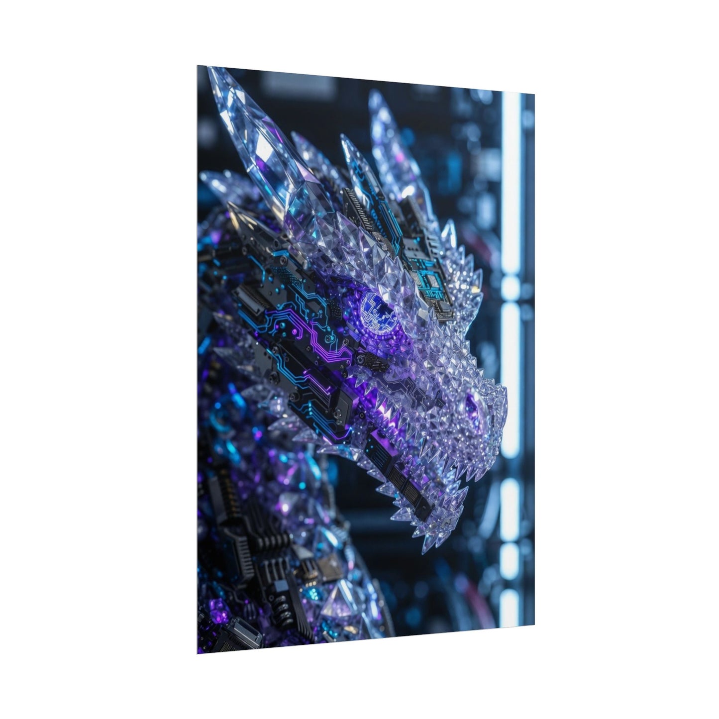Rolled Poster — Cyber Crystal Dragon Art Print