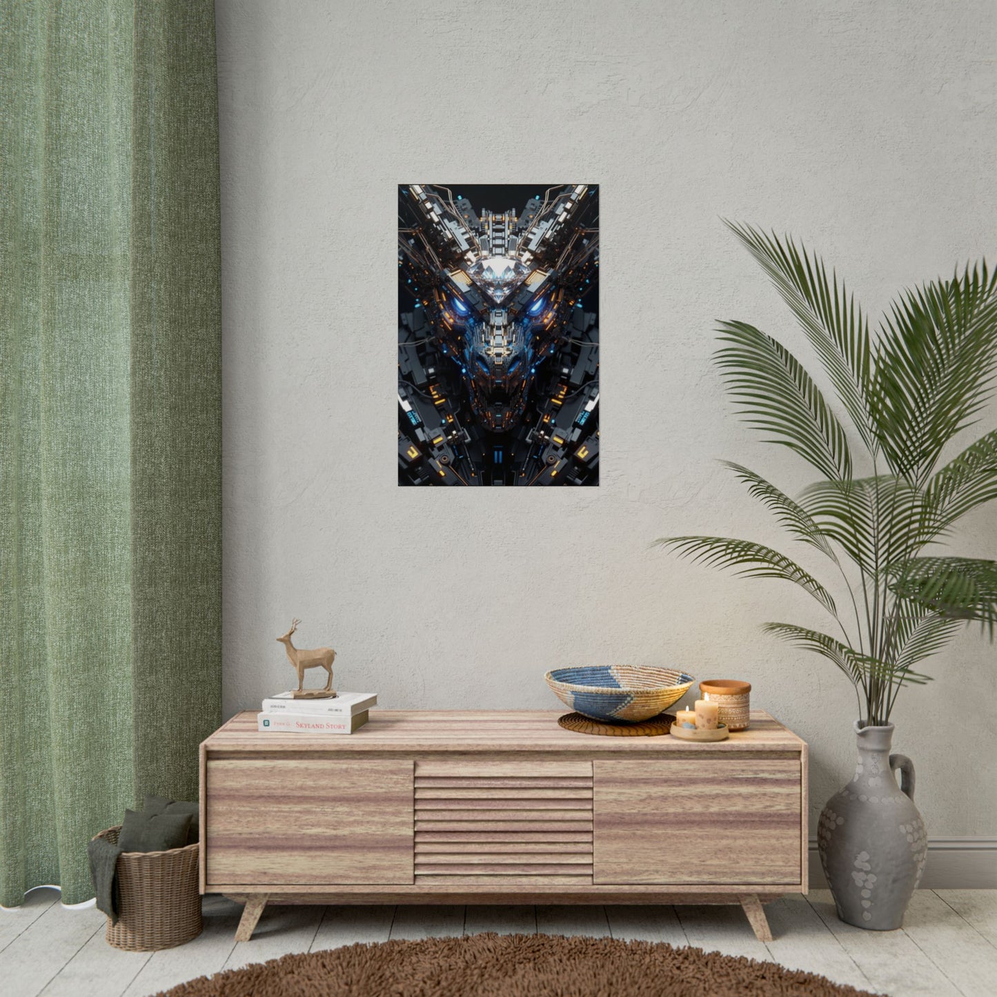 Futuristic Mech Dragon Poster – Cybernetic Robot Art Print