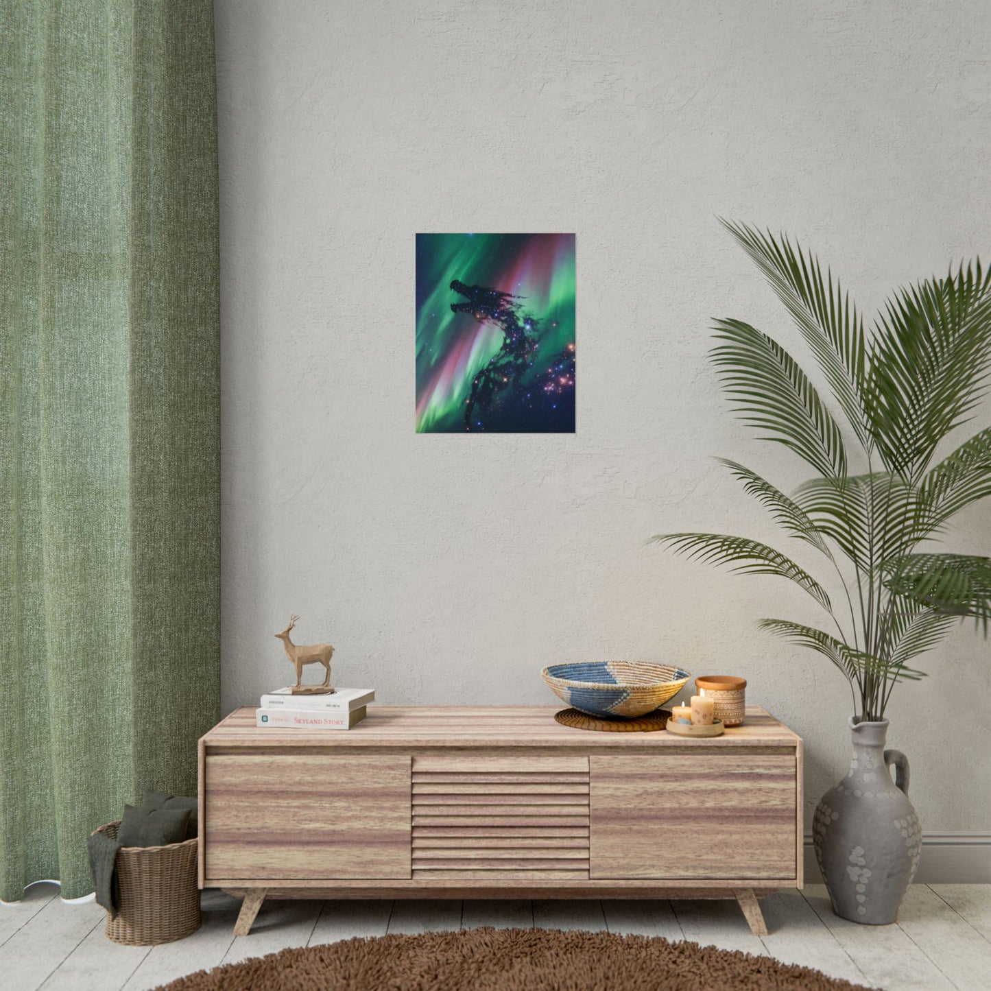 Aurora Dragon Poster — Cosmic Northern Lights Wall Art (Rolled Poster)