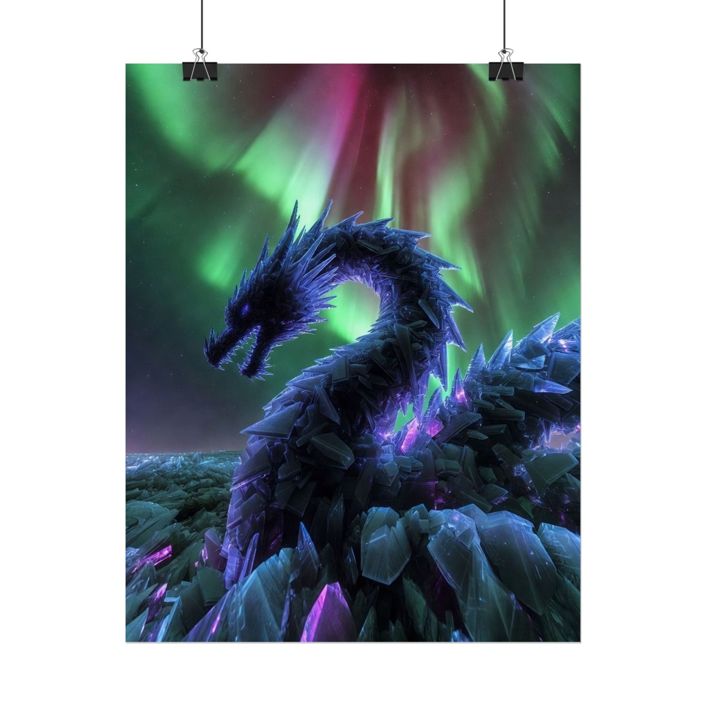 Aurora Crystal Dragon Poster — Fantasy Wall Art Print