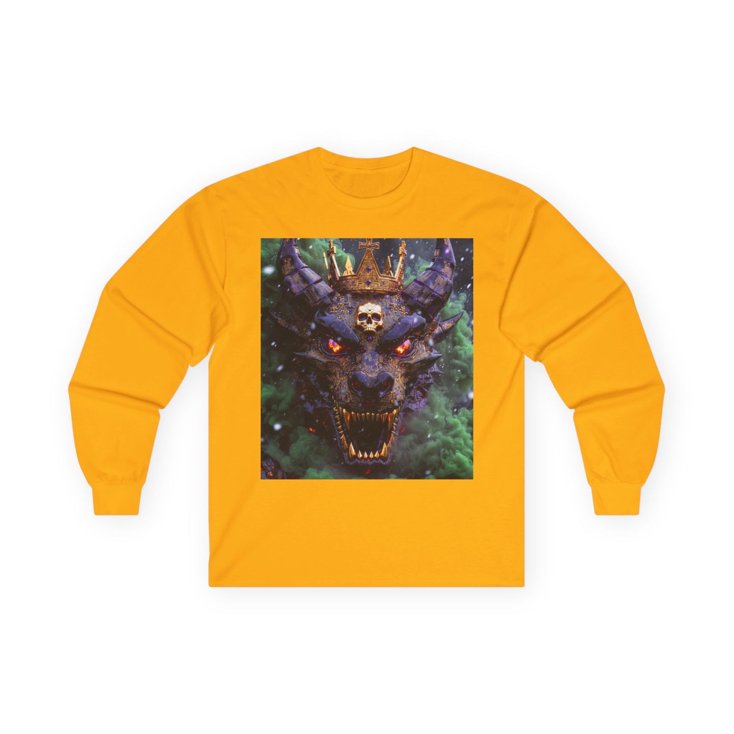 Dragon Demon Skull Long Sleeve Tee — Gothic Fantasy Graphic Shirt