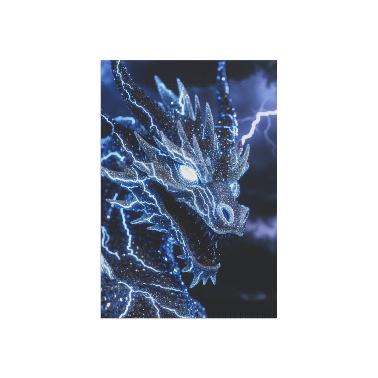 Electric Dragon Garden Flag — Lightning Blue Mythical House Banner
