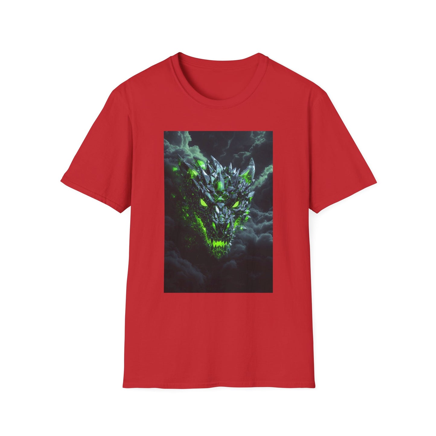 Dragon Skull T‑Shirt — Neon Green Crystal Wyvern Graphic Tee