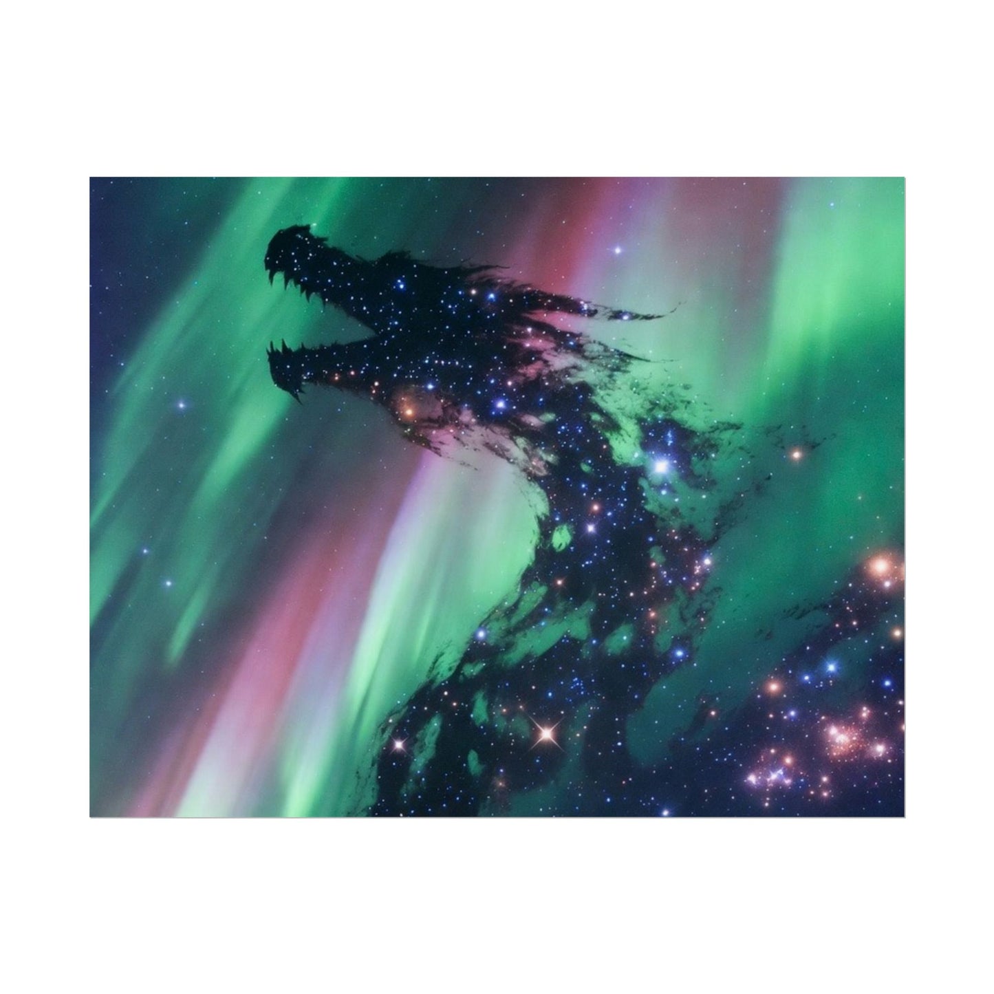 Aurora Dragon Poster — Cosmic Northern Lights Wall Art (Rolled Poster)