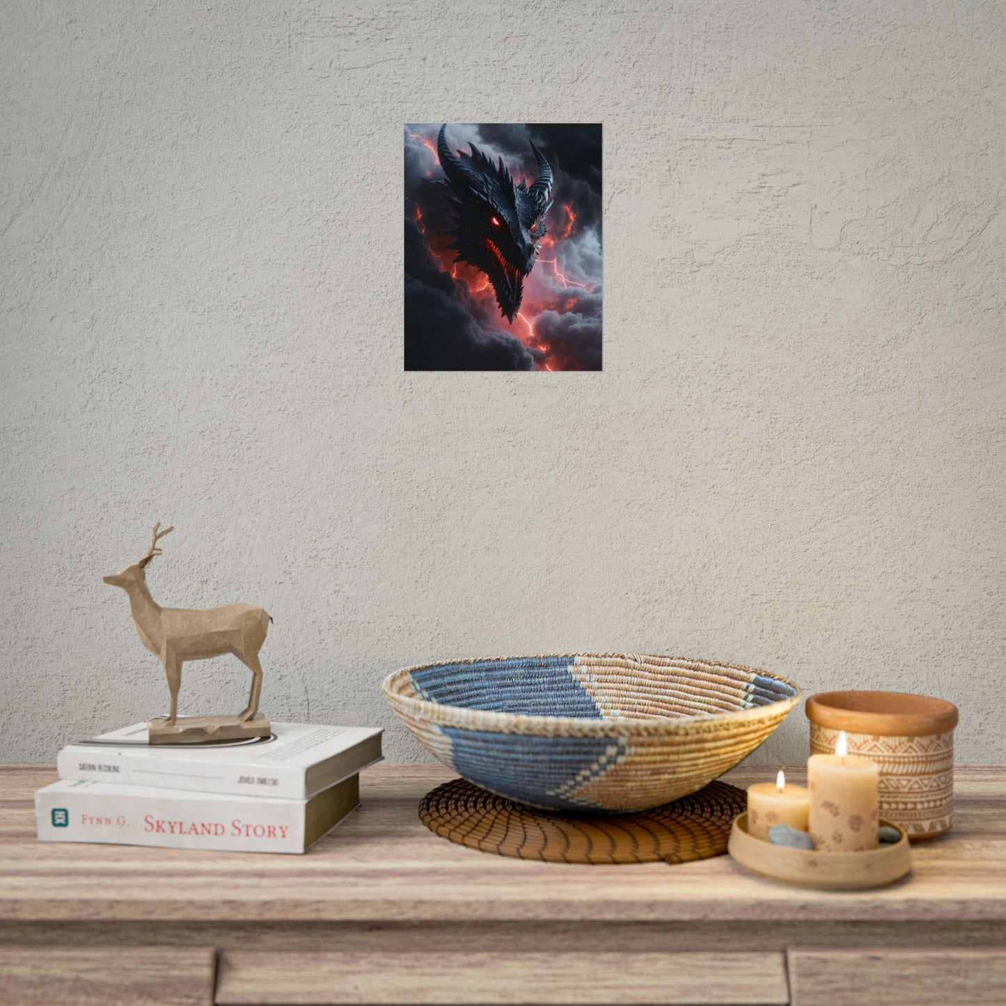 Dragon Storm Rolled Poster — Dark Fantasy Dragon Wall Art