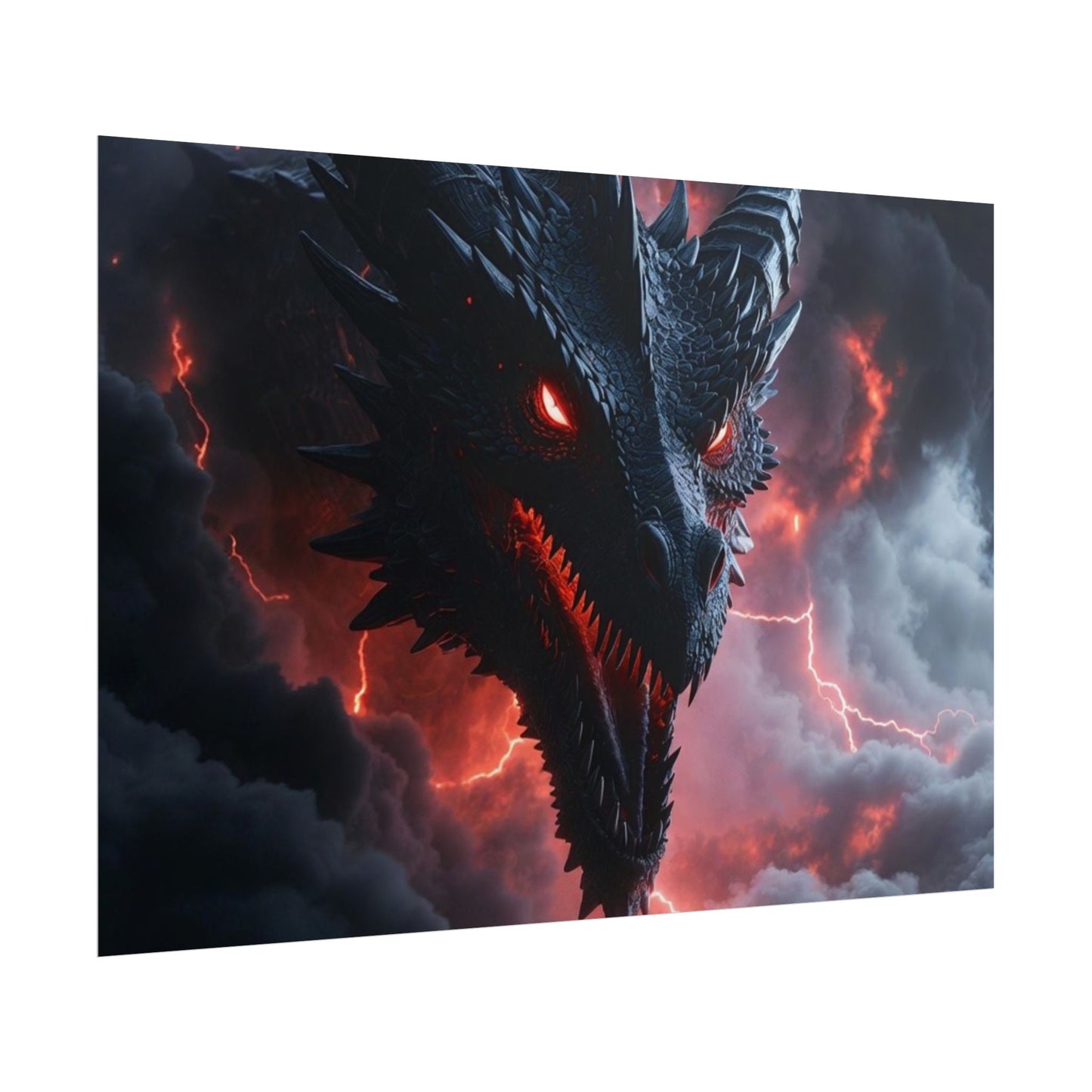 Dragon Storm Rolled Poster — Dark Fantasy Dragon Wall Art