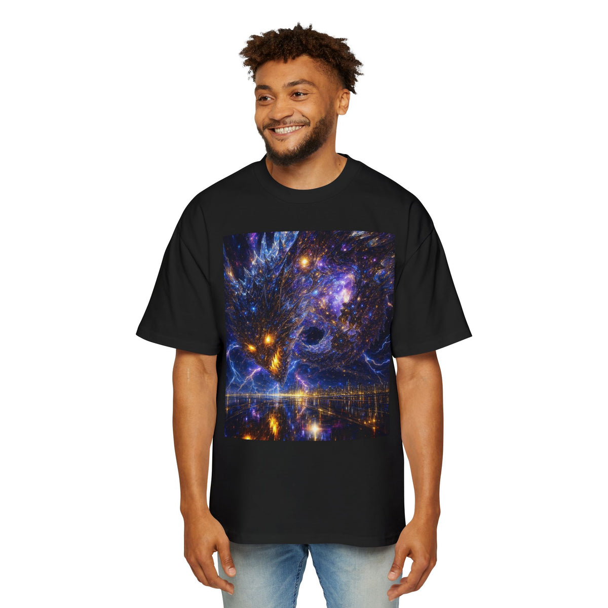 A Men's Oversized Cosmic Art Tee - Unique Space Graphic T-Shirt for Casual Wear, Sci-Fi Lovers, Gift for Birthdays, Festivals, Art Enthusiasts