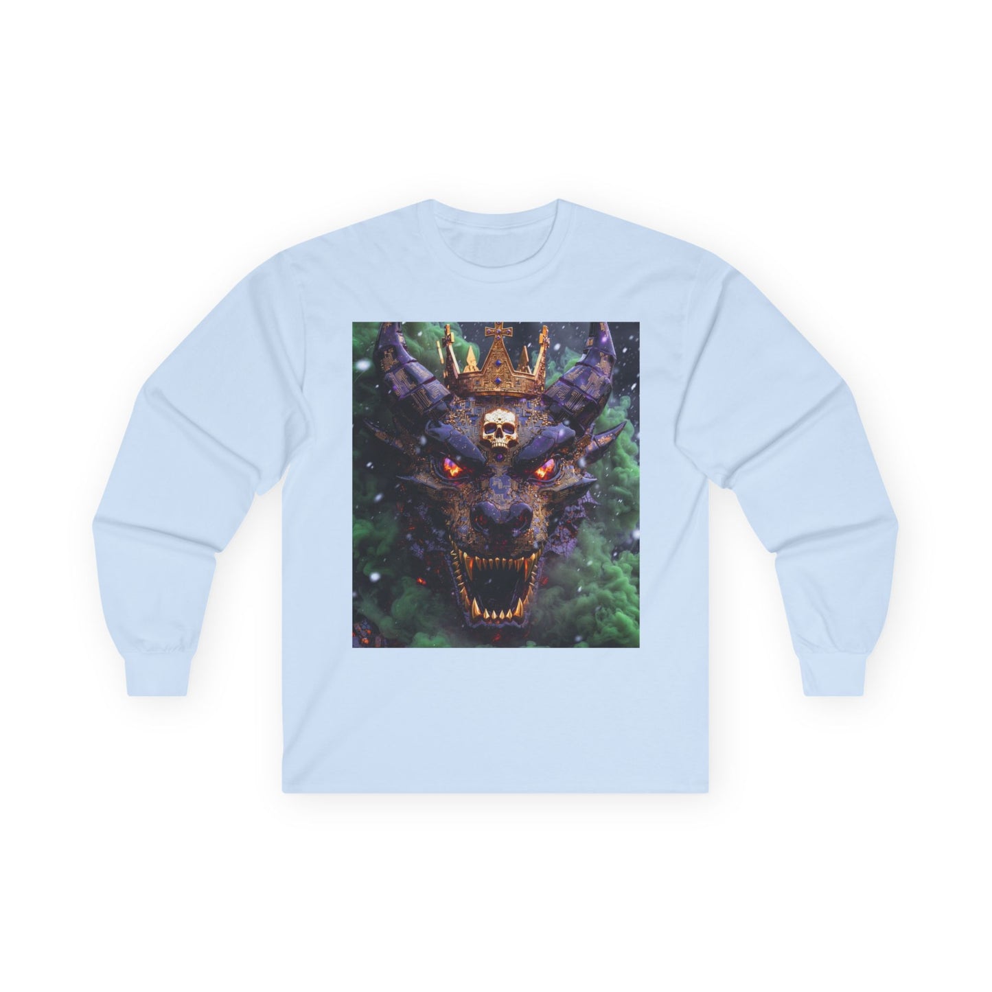 Dragon Demon Skull Long Sleeve Tee — Gothic Fantasy Graphic Shirt